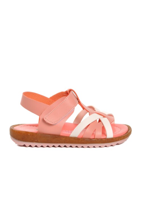 Pudra Beyaz Ortopedik Kız Çocuk Sandalet 22Y07 B