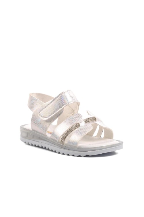 صندل مسطح أبيض لامع للأطفال من Ayakmod Arz 1000 B