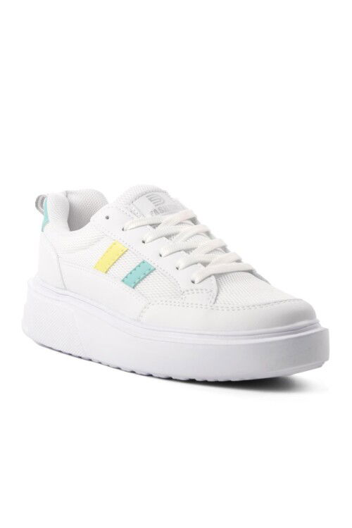 White-Yellow Womens Sneakers Deren G