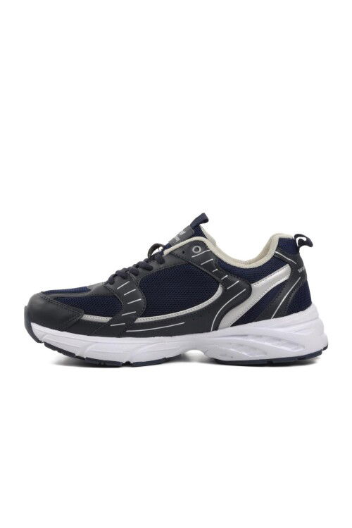 Navy Blue White Mesh Mens Sneakers Run M