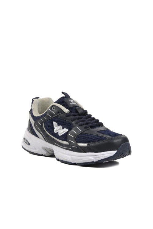 Navy Blue White Mesh Mens Sneakers Run M