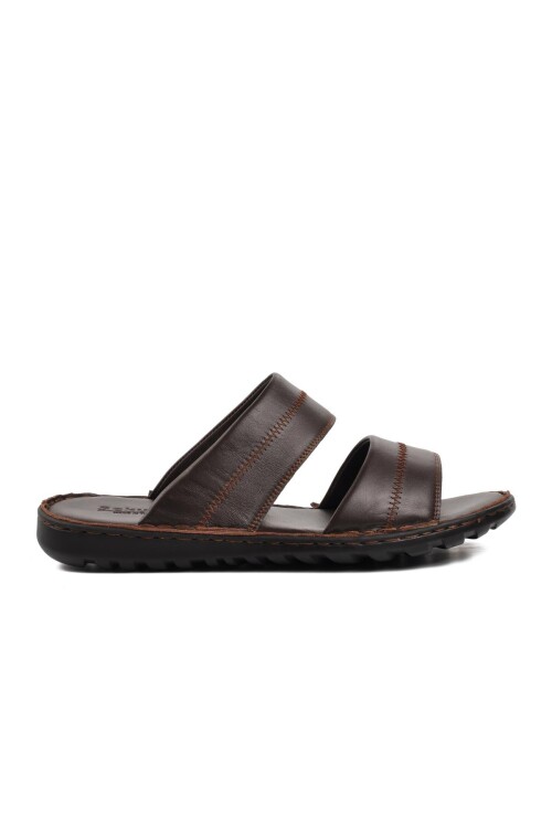 شبشب رجالي بني من الجلد الطبيعي مقاس كبير 5311