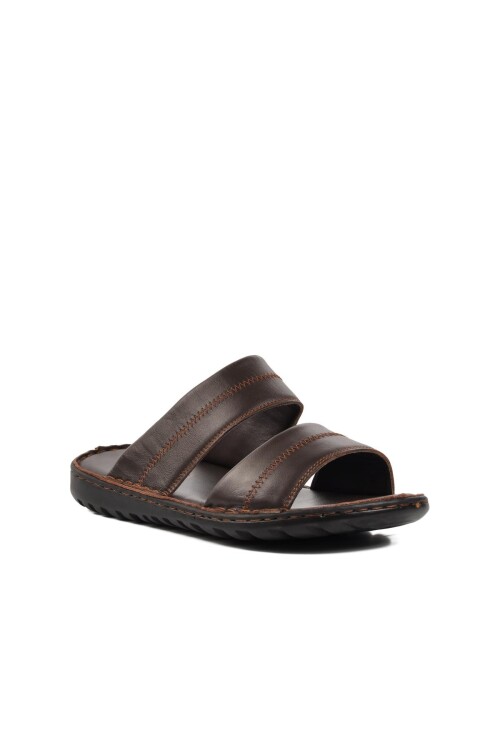 شبشب رجالي بني من الجلد الطبيعي مقاس كبير 5311