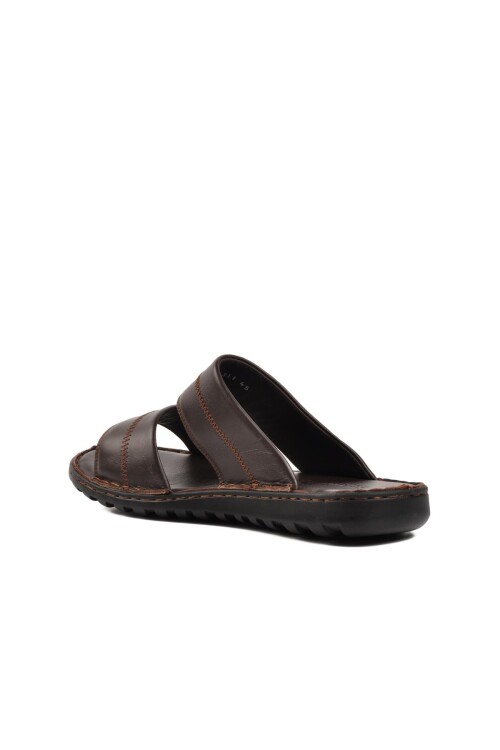 شبشب رجالي بني من الجلد الطبيعي مقاس كبير 5311