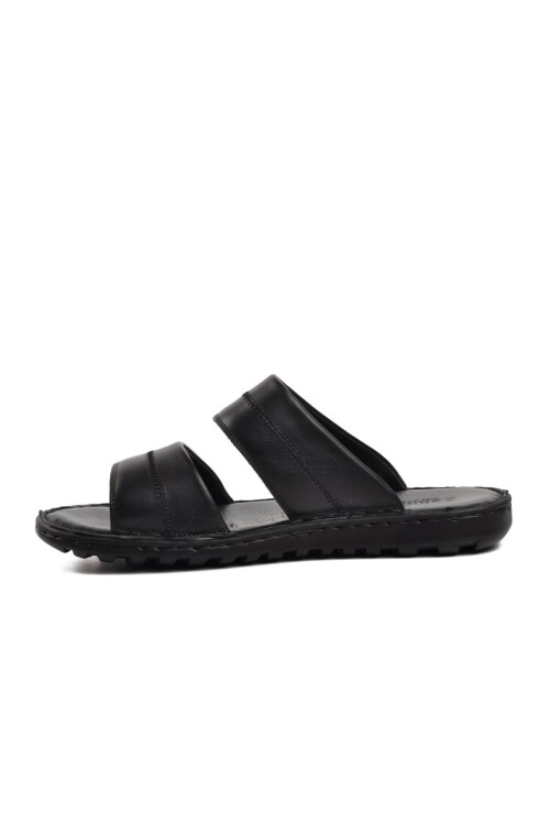 شبشب رجالي أسود من الجلد الطبيعي كبير الحجم 5311