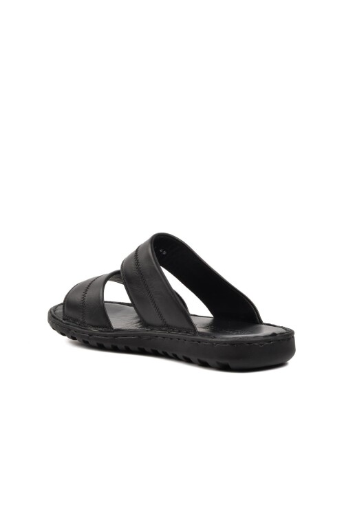 شبشب رجالي أسود من الجلد الطبيعي كبير الحجم 5311