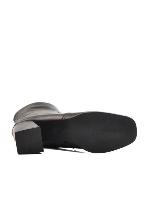 Black Genuine Leather Womens High Heel Boots with Polar Fleece Inside DS-10 Z