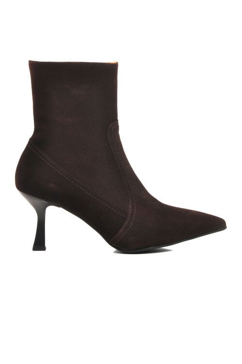 Brown Suede Fleece Genuine Leather Womens High Heel Boots DS-60 Z