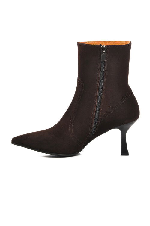 Brown Suede Fleece Genuine Leather Womens High Heel Boots DS-60 Z