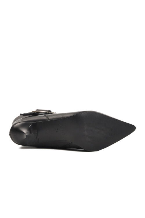 حذاء نسائي بكعب عالٍ من الجلد الطبيعي باللون الأسود مع بطانة من الصوف القطبي من الداخل DS-90 Z