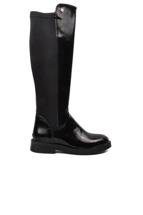 Black Wrinkled Stretch Flexible Ankle Womens Boots PC-52066 Z