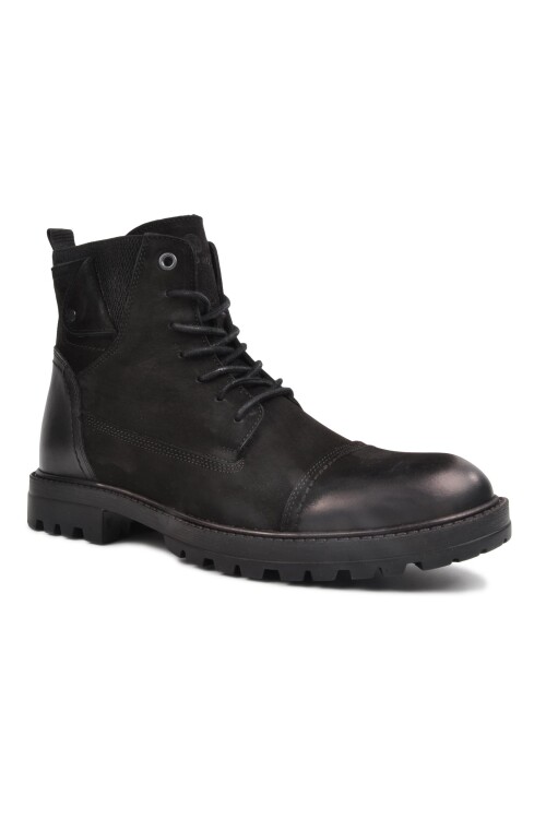 Black Nubuck Genuine Leather Mens Boots 153-5313 M