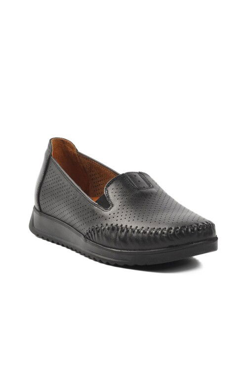 Black Genuine Leather Orthopedic Womens Casual Shoes 48 Z