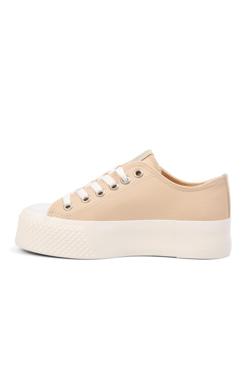 Beige Lace-Up Womens Sneakers BN-30867 Z