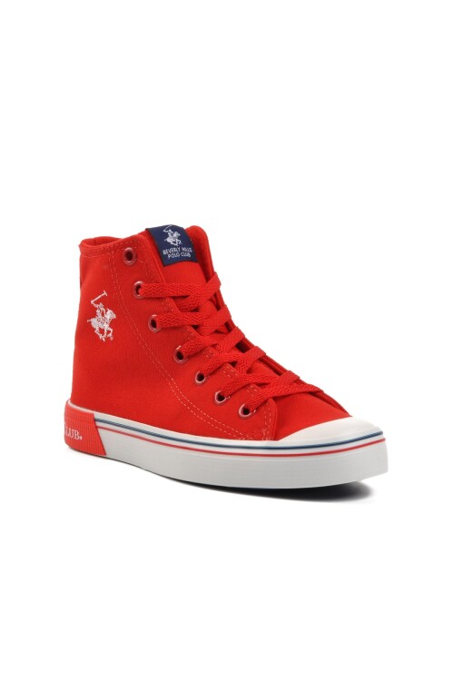 Red Ankle-Length Womens Sneakers PO-10141 Z