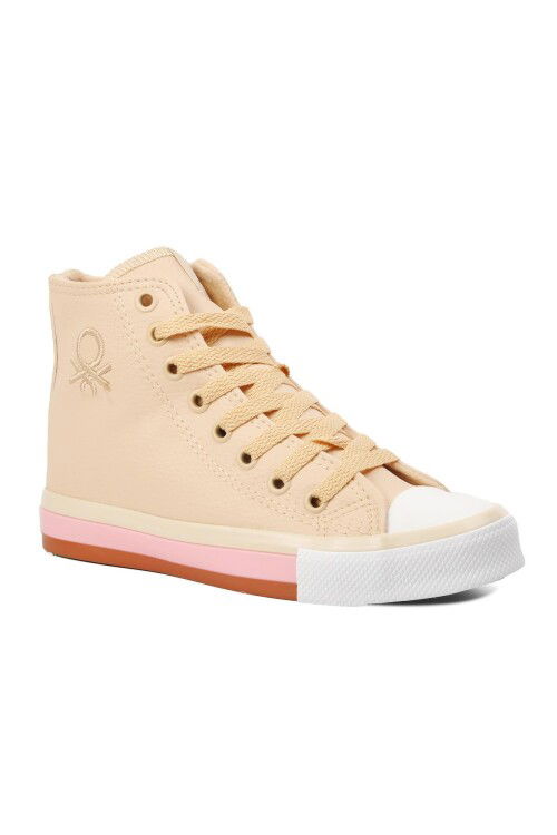 Beige Linen Ankle-Length Womens Sneakers BN-30726 Z