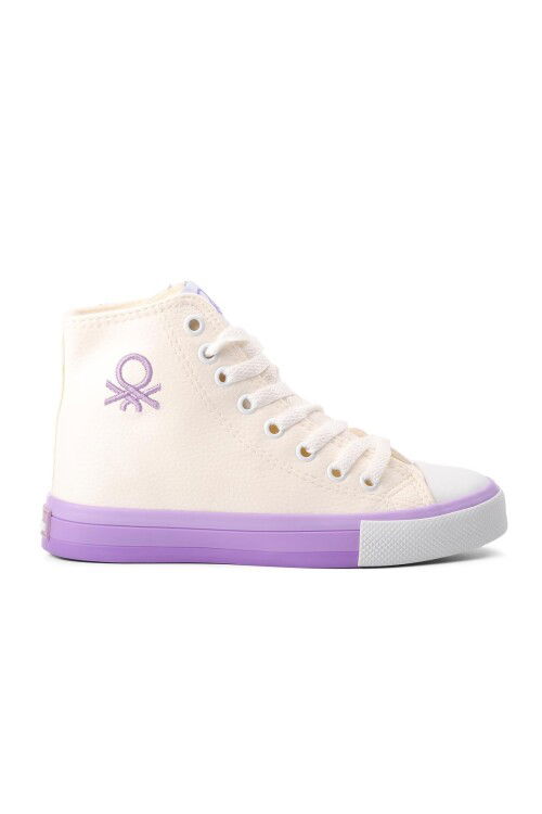 White Lilac Linen Ankle-Length Womens Sneakers BN-30726 Z