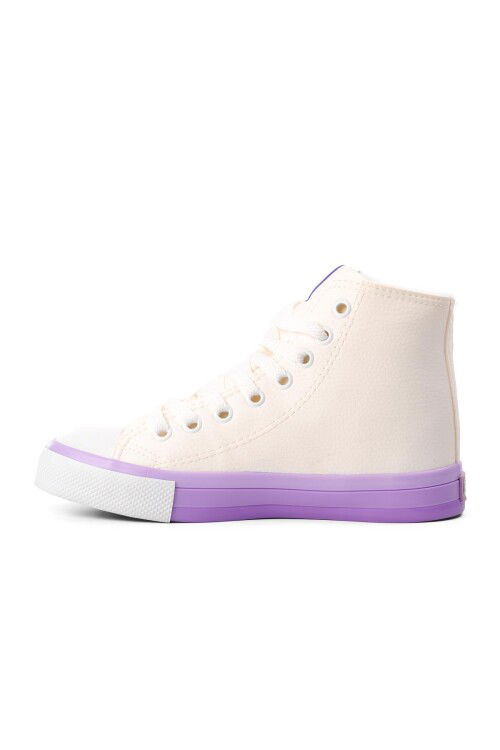 White Lilac Linen Ankle-Length Womens Sneakers BN-30726 Z
