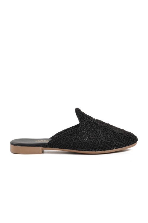 Black Knitted Closed Front Womens Slippers CPR-22615 Z