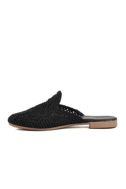 Black Knitted Closed Front Womens Slippers CPR-22615 Z