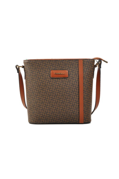 Brown Faux Leather Womens Shoulder Bag 4A36