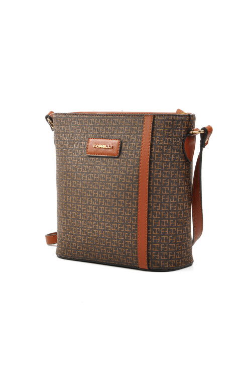 Brown Faux Leather Womens Shoulder Bag 4A36