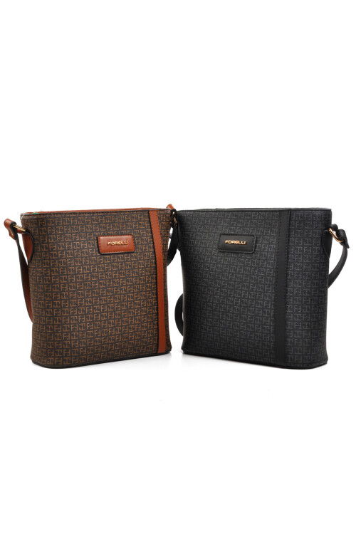 Brown Faux Leather Womens Shoulder Bag 4A36