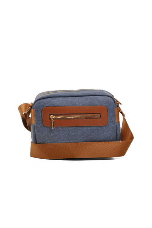 حقيبة كتف نسائية من الجلد الصناعي باللون الأزرق الداكن 4A52