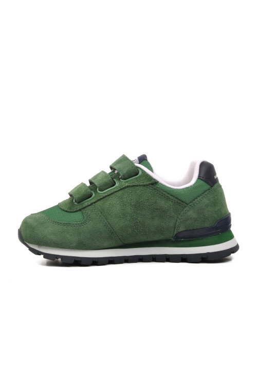 حذاء رياضي للأطفال من الجلد الصناعي باللون الأخضر والأزرق الداكن بيرو 102 19250 F