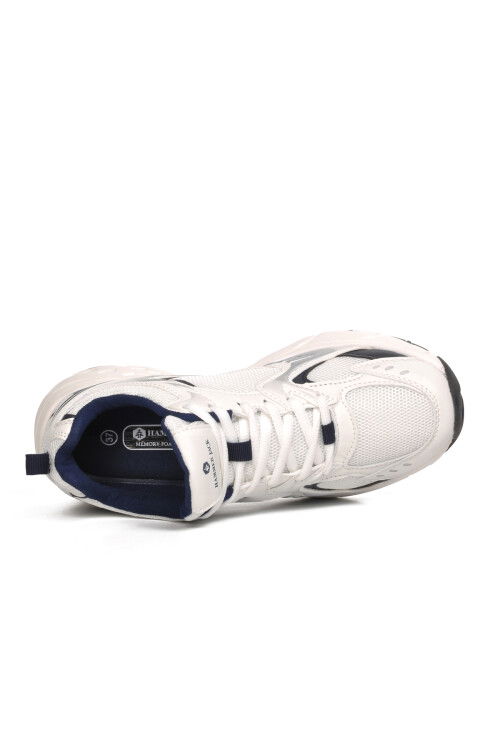 White-Navy Blue Textile Unisex Sneakers Songa 101 23144 G