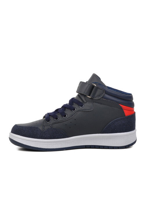 Navy Blue Velcro Unisex Kids Ankle Sneaker PO-10302-1 F