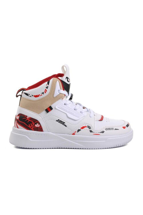 White-Red Ankle-Length Womens Sneakers NFR-1000