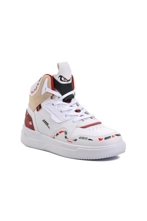 White-Red Ankle-Length Womens Sneakers NFR-1000