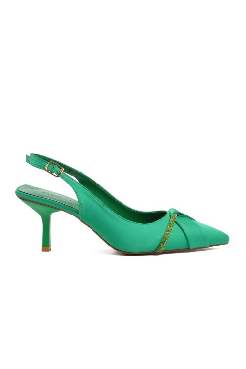 Green Satin Womens Evening Shoes K629 Z