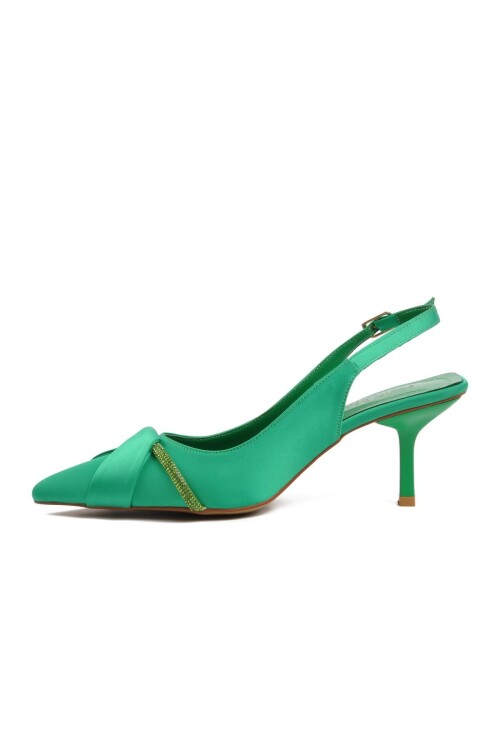 Green Satin Womens Evening Shoes K629 Z