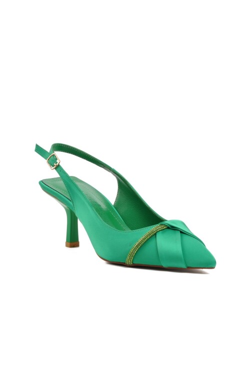 Green Satin Womens Evening Shoes K629 Z