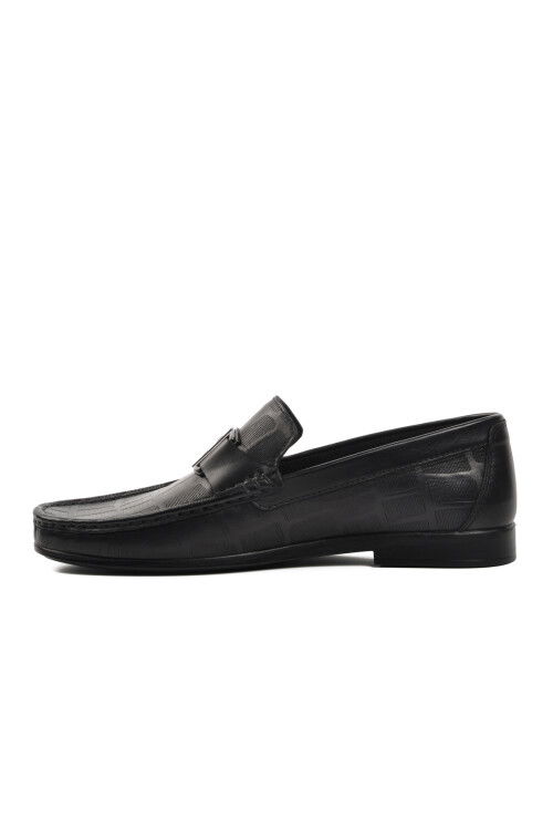 Black Genuine Leather Mens Loafer Shoes 25104 M