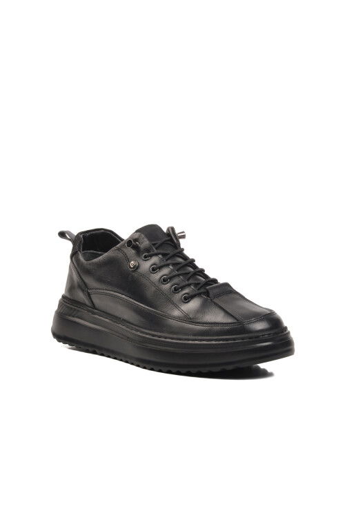Black Genuine Leather Mens Casual Shoes 90402 M