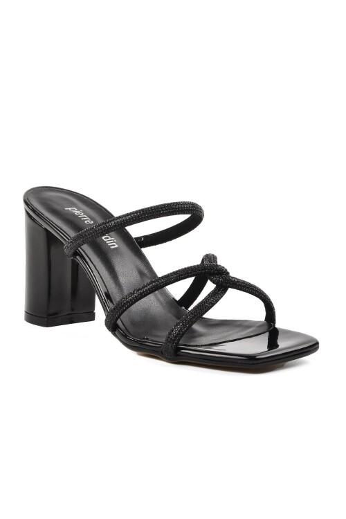 Black Patent Leather Womens Heeled Slippers PC-52218 Z