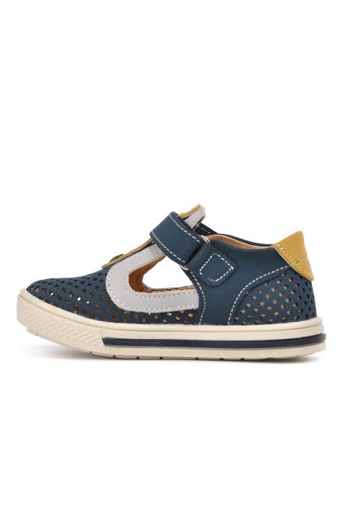 Navy Blue-Mustard Boys Casual Shoes 2234 C