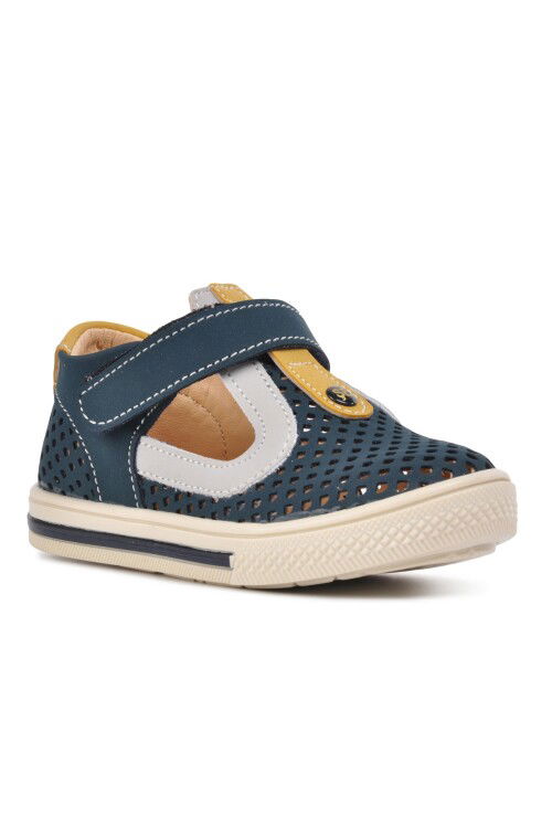 Navy Blue-Mustard Boys Casual Shoes 2234 C
