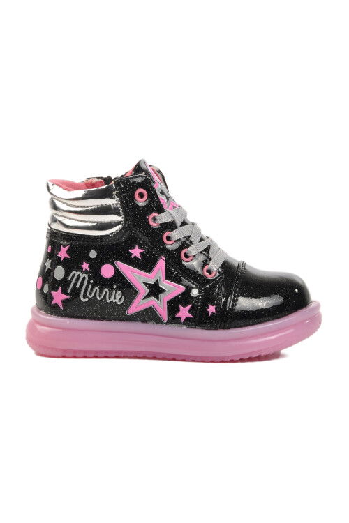 Black Pink Zippered Girls Boots Sirius P
