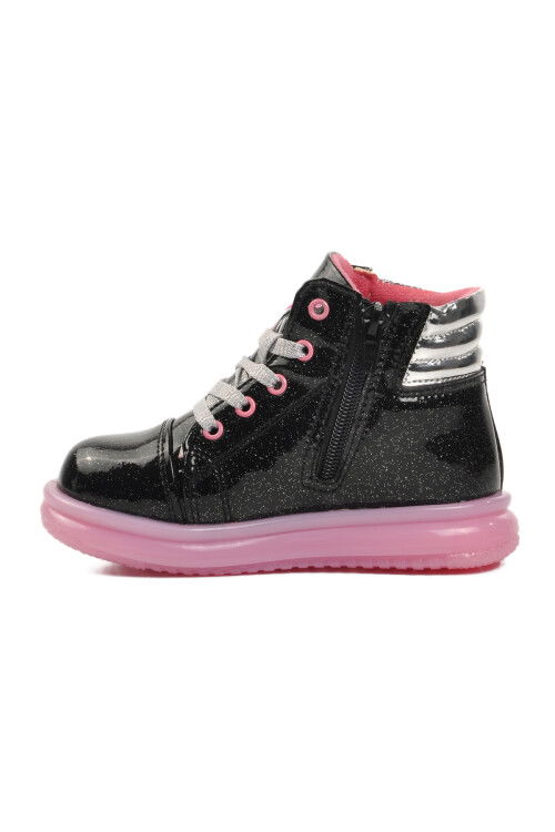 Black Pink Zippered Girls Boots Sirius P
