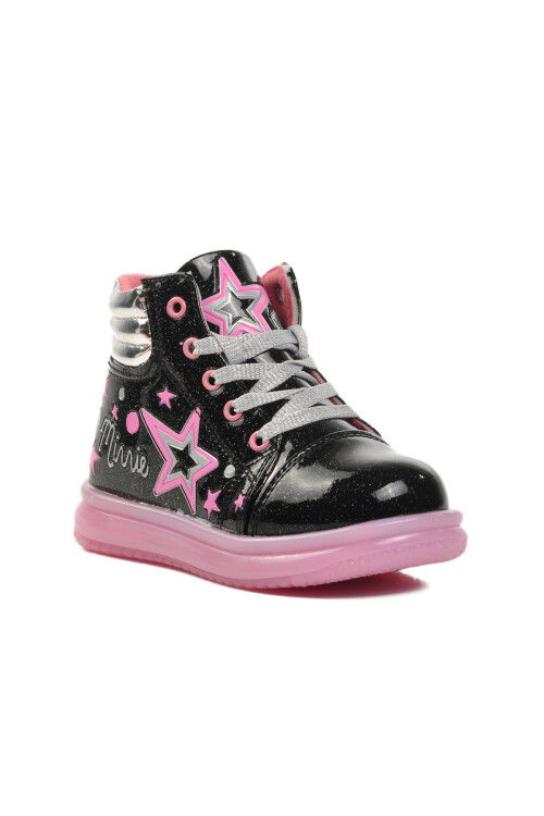 Black Pink Zippered Girls Boots Sirius P