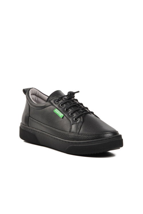 Black-Black Faux Leather Womens Sneaker BN-30366 Z