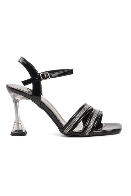 حذاء سهرة نسائي من الجلد الأسود اللامع 78-30008 Z