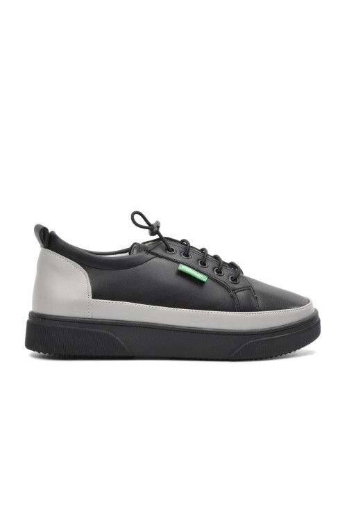 Black Faux Leather Womens Sneakers BN-30366 Z