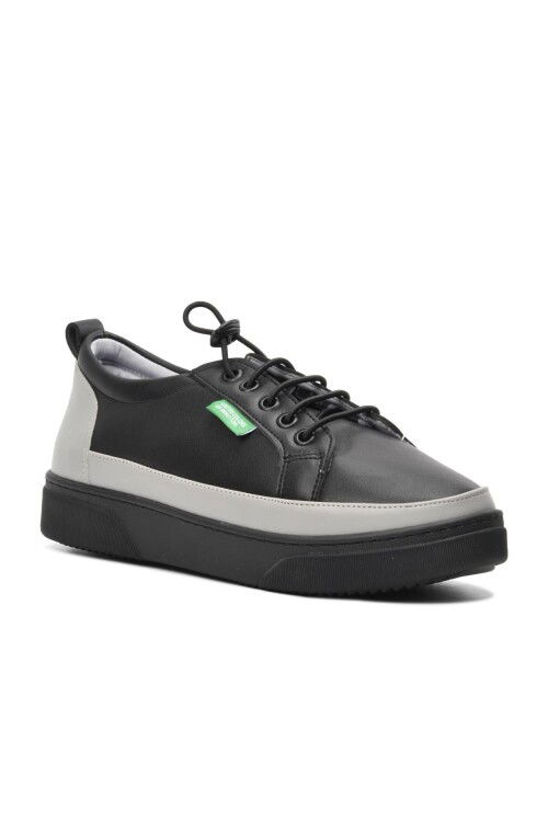 Black Faux Leather Womens Sneakers BN-30366 Z