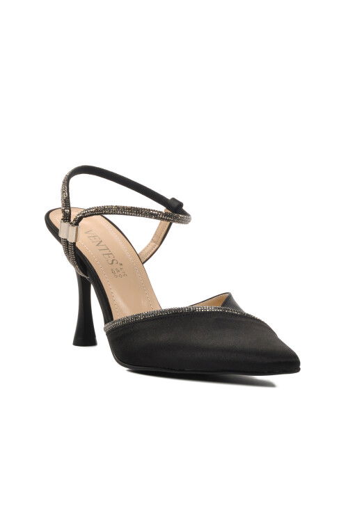 Black Satin Womens Evening Shoes 074921 Z