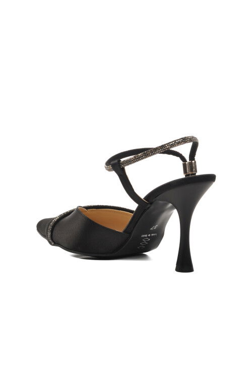 Black Satin Womens Evening Shoes 074921 Z